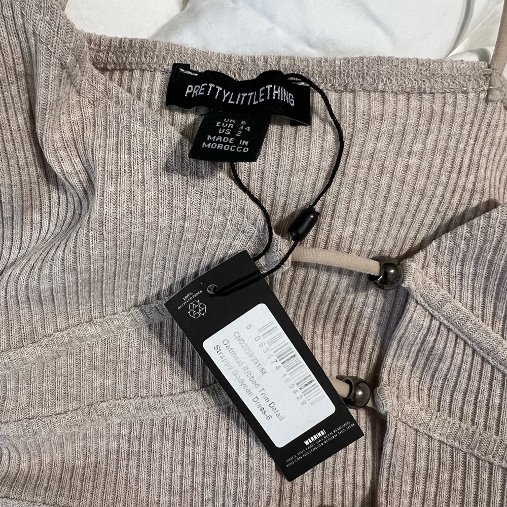 PLT Beige Ribbed Knit Mini Dress - Picture 2 of 4